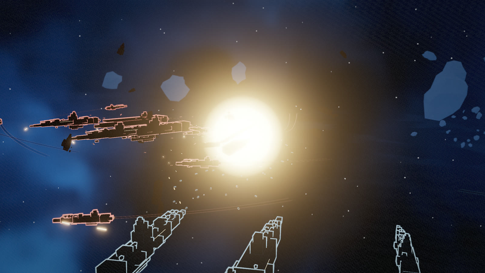 An explosion tearing through the fleet line in Glacier Deep